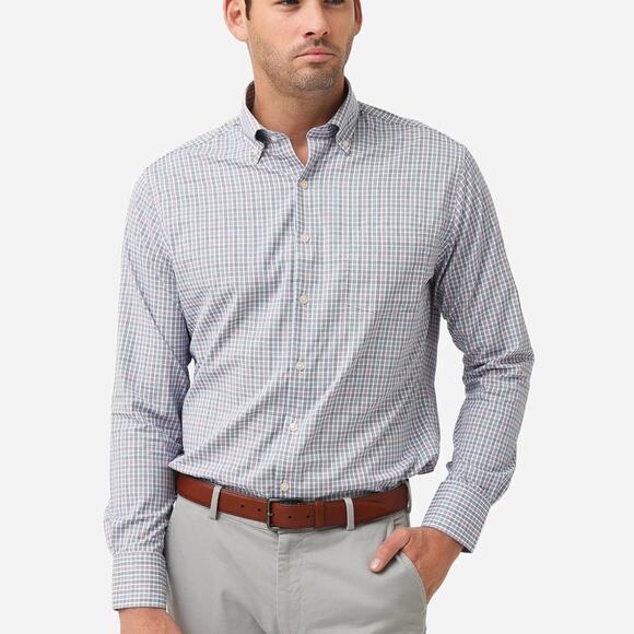 Peter Millar Other - Peter Millar Button Down Cotton Long Sleeve Size XL Color White Blue Black Plaid